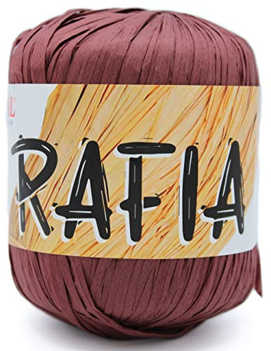 Gomitolo Rafia Lane Mondial 50 gr 100% viscosa naturale uncinetto 4-4,5 vari colori borse mare accessori cappellini arredo casa (981 Marrone)