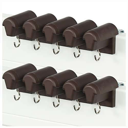 KLEMMFLEX 5 paia di ganci per finestra marrone, stabili, regolabili, senza foratura, per appendere finestre e rullo di bambù alla finestra in PVC o alla porta del balcone in PVC
