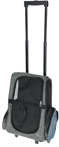 Kerbl Pet Trolley Vacation für Haustiere | Grau/Blau, 41 × 26 × 55 cm, Oxfordgewebe, für kleine Hunde und Katzen, mit verstellbarem Teleskopgriff