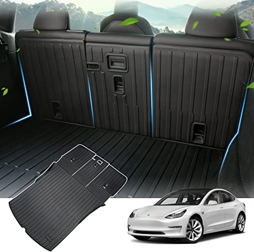 CARERSTEN Kofferraummatte für Tesla Model Y Gummimatten Heckkofferraummatte 3D Allwetter-Kofferraummatt Fracht Liner Kofferraummatte Bodenmatte Model Y 2021 2022 2023 Wasserdicht und rutschfest