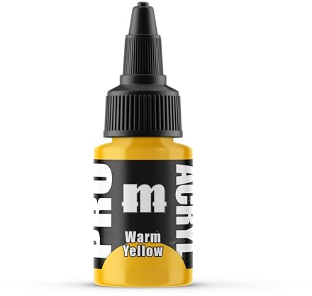 Monument Hobbies 072 - Pro Acryl Warm Yellow Acrylic Model Paints for Plastic Models - Miniature Painting, no-clog cap, comes loaded with glass agitator