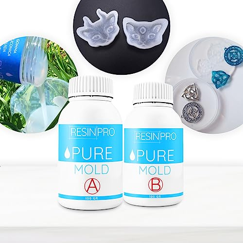 Resin Pro ® Pure Mold Gomma Siliconica Liquida 20Kg Traslucida Veloce per La Creazione di Stampi per Resine Epossidiche Poliuretaniche Cera Sapone Gesso Cemento, Durezza 13 Shores, 100% Made in Italy