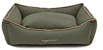 sugodesign Hundebett Wasserabweisend aus Baumwoll-Polyester - Hundekörbchen mit herausnehmbaren Kissen - Hundesofa mit Tragetasche - 7 Verschiedene Motive - 3 Größen (S/M, L, XL) (Grau S/M)