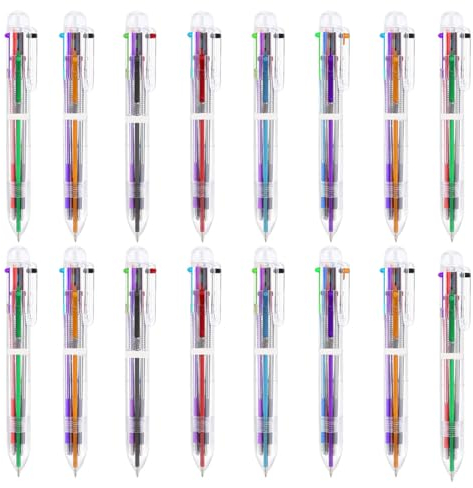 WACH AUF 16 Stück Mehrfarben Kugelschreiber 6-in-1 Versenkbare Kugelschreiber 0,7mm Transparent Barrel Kugelschreiber für Büro Schulbedarf Studenten Kinder Geschenk Geburtstag