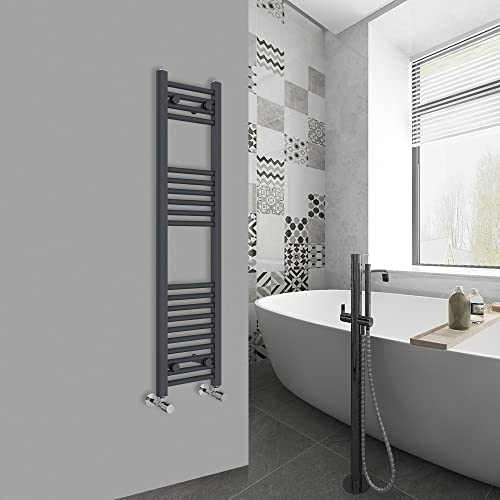 Warmehaus Straight Bathroom Heated Towel Rail Ladder Radiator Anthracite 1200x300mm