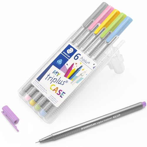 STAEDTLER 334 Triplus Fineliner mit superfeiner Spitze, 0,3 mm, 6 Stück, Pastellfarben