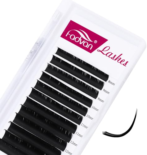 FADVAN Flat Lashes 0.15D Curl Wimpernverlängerung 1:1 Ellipse Flat Wimpern Extensions Flat Einzeln Wimpern Mix 8-14mm(0.15D-814)