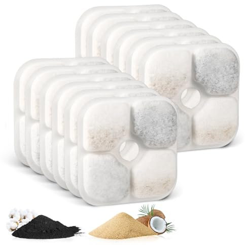 12pcs Cat Fountain Filter Sponge, Cat Water Fountain Filter Portable Water Fountain Filter Replacement Compatible for Catit PIXI Pet Cat Dog Water Dispenser
