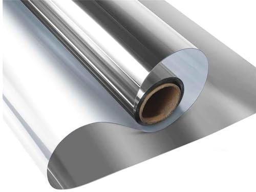 YCDZSW Film Fenetre Anti Regard Film, Film Miroir Fenêtre sans Tain Film Vitre Anti UV Anti Chaleur pour Fenêtre Maison Bureau Magasin (Argent Gris,120x200cm)