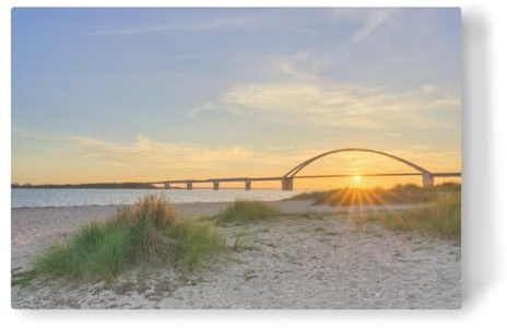 artboxONE Leinwand 60x40 cm Reise Abends am Fehmarnsund Strand von Michael Valjak