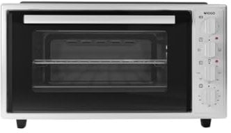 Wiggo Miniofen mit Kochplatte - 2000W, 45 Liter, Vielseitige 6-in-1 Funktionen: Ober-/Unterhitze, Umluft, Grill, Rotissere - Elegantes Design in für Moderne Küchen (Weiß)