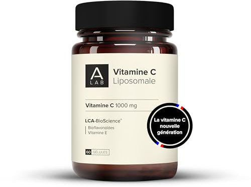 A-LAB Vitamine C Liposomale 1000 mg - Assimilation Renforcée - Complément Alimentaire Vitalité, Anti-Fatigue, Antioxydant - 60 gélules, 30 jours de prise - Fabriqué en France