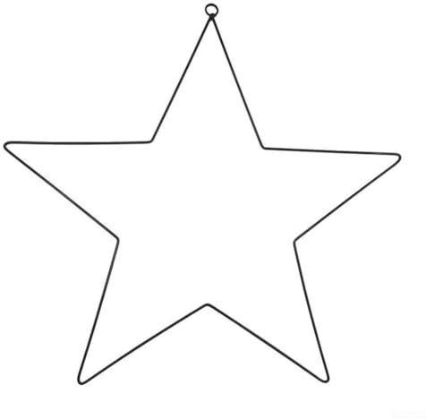 Zoegneer Schwarzer Sternförmiger Kranzring aus Metall, große Girlande, Kreolen, fünfzackiger Sternreifen, Eisen, Traumfänger, Urlaubsdekoration (40 cm)
