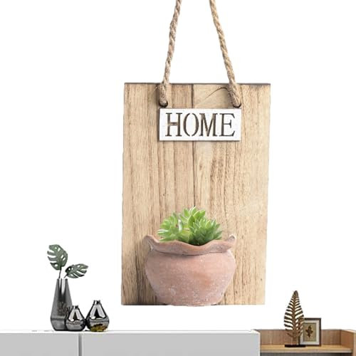 Imtrub Macetero de Pared | macetas Colgantes | Macetas de Madera para Colgar Plantas de Interior | macetas Colgantes de cerámica con Tablas de Madera | decoración de Pared Pasillo