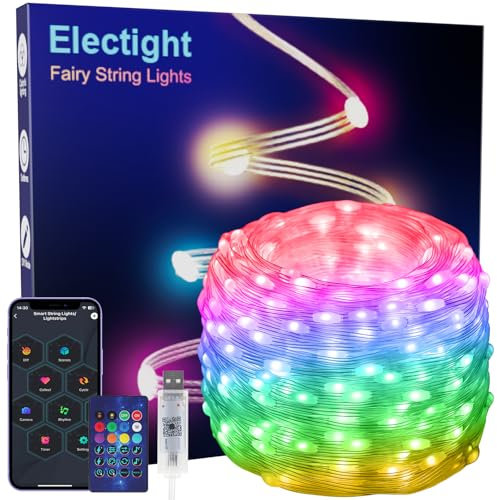 Electight 20M RGB Smart IC Luci di Natale LED [IP65 Impermeabile], RGB Smart IC Multicolore, APP Controllo, Scene Multiple, Temporizzazione, USB Alimentazione, Interni/Esterni, Giardino, Matrimoni