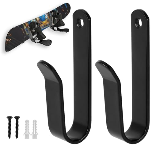 NQEUEPN 2 Stück Snowboard Wandhalterung, Horizontal Snowboard-Präsentationsständer Wandmontage-Clips Skihalter Regalaufhänger Organizer für Innenräume Zimmer Garage Skibrett, Aufbewahrung (Schwarz)