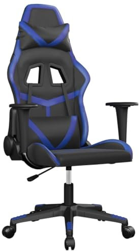 vidaXL Gaming Stuhl Racing Chefsessel Bürostuhl Drehstuhl Sportsitz Bürosessel Schreibtischstuhl Computerstuhl Schwarz Blau Kunstleder