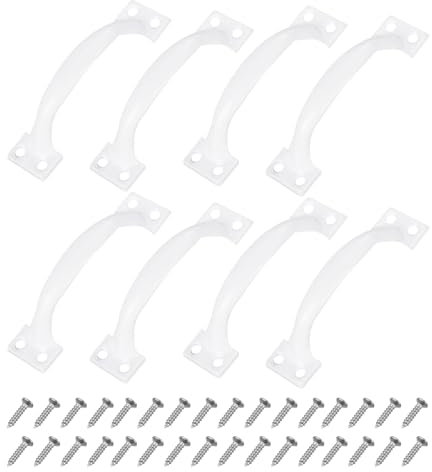 sourcing map 8pcs 4 Inches Gate Handle Metal Vintage Door Drawer Pulls Vintage Furniture Handles with Screw for Kitchen Cupboard Closet Door White