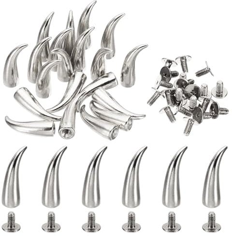 PATIKIL 21mm Studs for Clothing, 20 Sets Studs and Spikes Leather Rivets Cone Spikes Metal Screw Studs for Clothing Leather Crafts Fabric Shoes Punk Bag Leathercraft, 7x21mm, Silver Tone