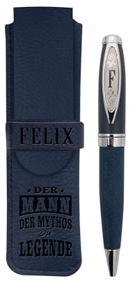 History & Heraldry Bamboo Persönlicher und individueller Kuli Kugelschreiber Stift mit Namen und Spruch Personalisiertes Etui Monogramm-Design persönliches Geschenk (Kuli Felix)