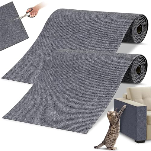 2 Piezas Tapete rascador para Gatos, 30 x 100cm DIY Alfombra de Pared para Gato Alfombra Autoadhesiva para Gato Climbing Cat Scratcher, para Proteger Alfombras y Sofás