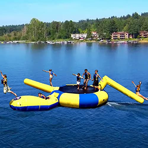 Wassertrampolin, Wassertrampolin für See, Wassertrampolin mit Rutsche, aufblasbares Wasser-Hüpftrampolin, Hüpfbett-Wasserspielpark, aufblasbares PVC-Trampolin mit Durchmesser, schwimmend aufblasbar, 3