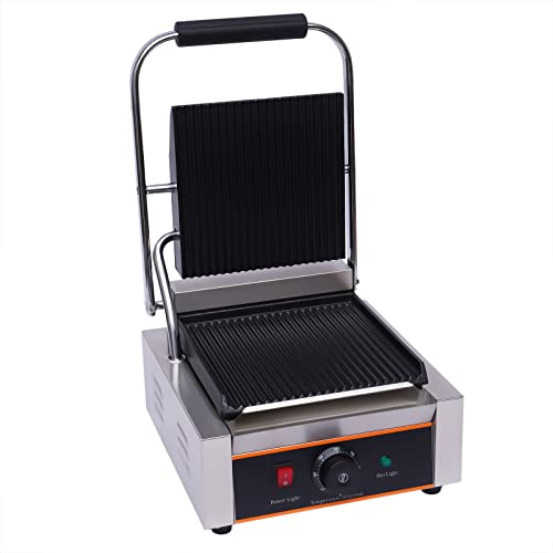 PUDLOR 1800W Kontaktgrill abnehmbare Platten, Gastro Panini Toaster Elektro Grillplatte Edelstahl, sandwich grill 0 bis 300 °C Temperatur einstellbar, für Restaurants, Hotels, Kantinen