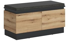 möbelando Schuhbank >Corte< in Coast Evoke Eiche Dekor/Kosmos Grau - 100,6x53,8x45 (BxHxT)