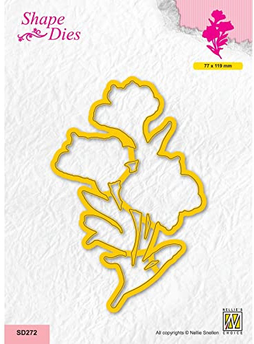 Nellie's Choice SD272 Stanzform – Orchideen-Form – 7,7 x 11,9 cm – Kartenherstellungszubehör – Metall-Bastelschablonen für Scrapbooking, DIY und Papierhandwerk, gelb, 77x119mm