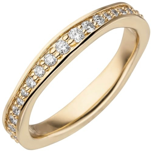 Memory-Ring aus 585 Gold Gelbgold mit Diamanten Brillanten W-SI rundum, Ringgröße:Innenumfang 58mm ~ Ø18.5mm