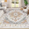 SHACOS Kurzflor Teppich Wohnzimmer 240x300 cm rutschfest Vintage Schlafzimmer Teppich Waschbar Wohnzimmerteppich Boho Teppich für Wohnzimmer, Schlafzimmer, Esszimmer, Orange, Creme