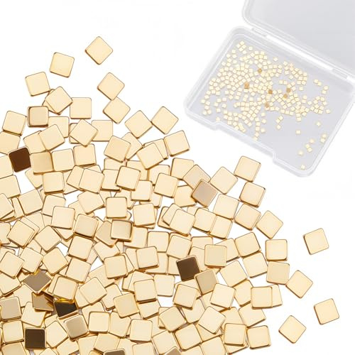 CREATCABIN 400 Stück Echtes 24K Vergoldetes Chip Lötmittel Messing Lötchips Flussmittel Für Schmuck Vorgeschnitten Winzig Ultraniedrige Temperatur Quadratisch Für Reparatur Elektronisches Löten 2x2mm