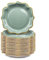 TESIN Lot de 100 assiettes jetables en carton vert sauge, 22,4 cm, avec feuille d'or, robustes et décoratives, pour fêtes d'anniversaire, baby shower, mariage