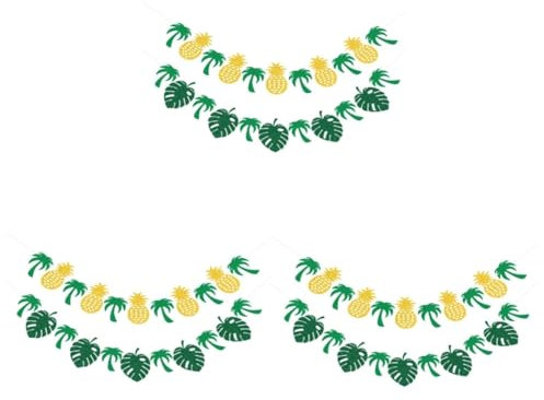 VICASKY 6piezas Guirnalda De Verano Hawaii De Banderines De Piña y para Cumpleaños y Tropicales Accesorios De Decoración