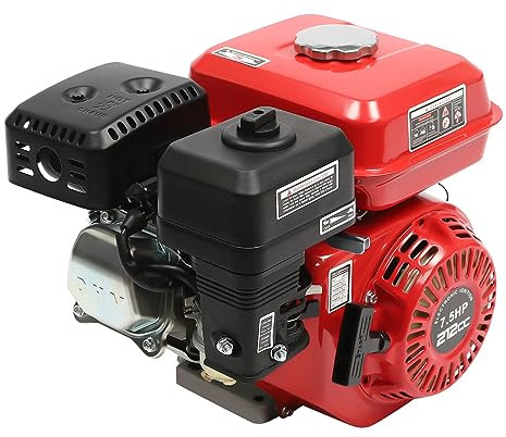Moteur à essence 4 temps 7,5 CV 212 CC - Avec réservoirs de carburant de 3,6 l - Moteur refroidi par air de 4000 W - Pour pompes à eau, karts, mini-motos, tondeuses à gazon - Rouge