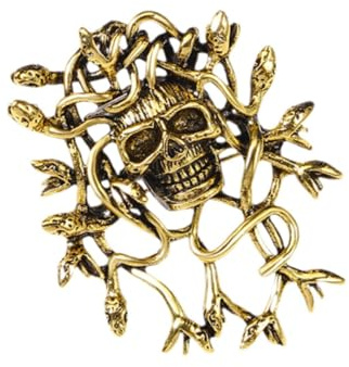 UxicRuya Halloween Schädel Brosche, Robuste Brosche, Damen Und Herren, Skelett, Gothic Brosche, Anstecknadel, Halloween Festival Brosche, Anstecknadeln, Brosch, Gold