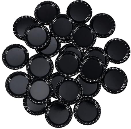 SEWACC 100pièces Capsules De Couronne Noires Bouteilles De Bière Déco Maison Fête Lot De Intermédiaire Facile à Retirer Adapté Pour Bouchons Bouteilles Bière Artisanale