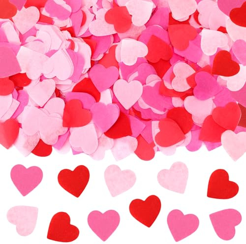 MARFOREVER Valentinstags-Herz-Papier-Konfetti, rotes Herz-Seiden-Dekoration Valentinstag-Party-Streu-Tisch-Konfetti-Streudekor Herz für Luftballons Hochzeit Geburtstag Festival-Artikel