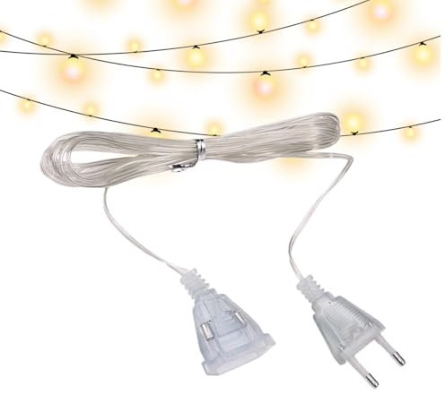Prolunga per albero di Natale, Prolunga trasparente | Cavo di alimentazione invisibile a 2 poli da 10 piedi | Prolunga per cavo elettrico 220 V, cavi per lampade, prolunga per interni ed esterni