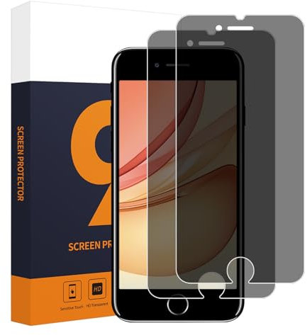 Carantee 2 Stück Schutzfolie für Panzerglas für iPhone 6/6s/7/8/SE 2020 Sichtschutzfolie, 2.5D Stoßfänger iPhone SE Hartglasfolie, Passt Perfekt Premium Qualität Gehärtetem Glas für iPhone 6