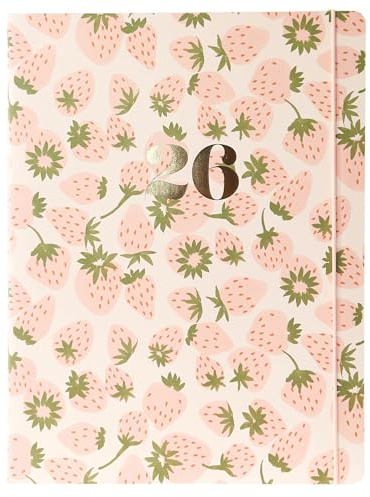 Graphique July 2025 – Dec 2026 Planner | 18-Month Calendars & Personal Organisers | Weekly and Monthly Planner, Notes Pages | Hardcover, Strawberries Design | 20.32 × 25.4 cm