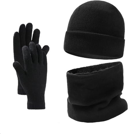 MUNSKT Ensemble bonnet, écharpe et gants pour enfants de 5 à 10 ans
