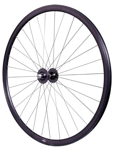 cyclingcolors 1x Fahrrad Vorderad Felge Komplette Rand Radius Nabe für Fixie-Fahrrad Singlespeed Größe 700 (17-622) TubeType Festes Ritzel Aluminium Schwarz