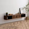 Shihan-2015 Storage Walnut Wood Wall Mounted Floating TV Cabinet with Doors and Open Storage Shelves TV Console Table Hanging Entertainment Media Cabinets Entertainment Room(Large)
