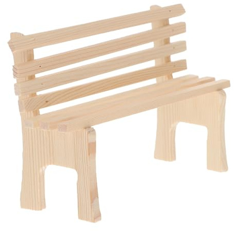 LRXIYODE Miniatur Holzbank Modell Natürliche Holzfarbe Filigrane Gartenbank Deko Puppenhaus Möbel Handgefertigte Miniatur für Fotografie und Wohnungsdekoration