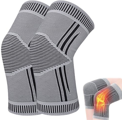 KARELLS Bambus Kniebandage mit Kompression,Kniebandage mit Kompression, Elastische Knieschoner aus Beifuß, für Damen Männer,Knie Bandage Knee Sleeves, Knieorthese Sport, Skifahren, Radfahren, Lauf