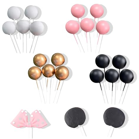 Labyrinxel Mouse Cake Decorations Soft Clay Cake Topper Set with Pink Accents Non Edible Mouse Themed Toppers for Birthday Party Home Baking and Cupcake Displays