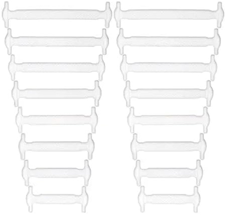 MUNZE Lacci Scarpe Elastici, 8 Paia (16 Pezzi) Bianchi, Taglia Unica 8 Misure, Silicone Impermeabili, Per Bambini E Adulti Sneaker Casual