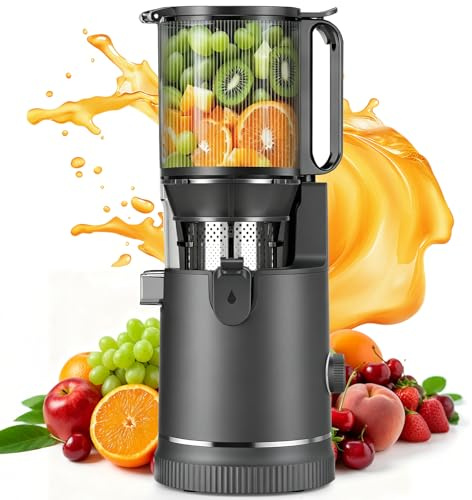 XTKKGFBIR SJ-065 Entsafter Slow Juicer, 400W, 152 mm XL-Einfüllschacht | Für ganze Früchte & Gemüse, hohe Saftausbeute, 3-in-1 Sieb für Saft, Sorbet & Nussmilch, BPA-frei, 1,8L, spülmaschinenfest