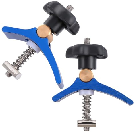 TIKODIDA 2 Stück Aluminium T Schienen Holzbearbeitungsklemmen mit T Schlitten und Einstellbarer Spannkraft für Rohrreparatur und Werkstatt